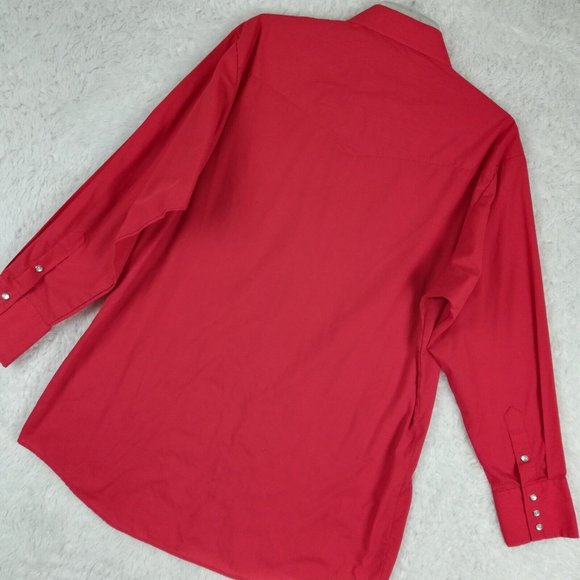 Northern Plains Mens Shirt Western Button Down Pearl Snaps Red Long Sleeve 16 33 - Picture 13 of 13